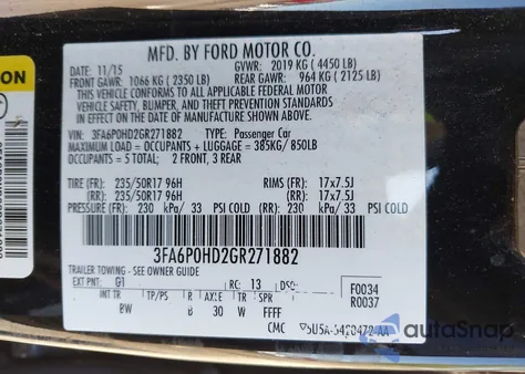 2016 Ford Fusion Se from USA, damaged, VIN 3FA6P0HD2GR271882